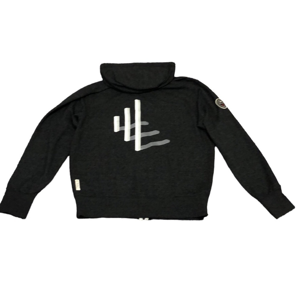 Roots Hoodie Sweatshirt Size Large Dark Gray Full Zip Up